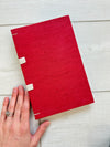 Hand-Bound Planner: Red fabric, tape binding, 8.5 x 5.5 in