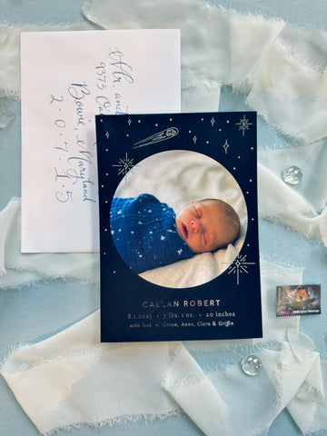 Callan's Foil-Pressed Deep Space Birth Announcement