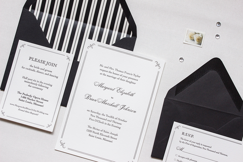 Black Tie Wedding Invitation Suite Anne Kostecki Design Illustration