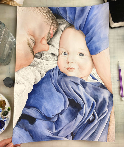 Mueller Father & Son Watercolor Portrait