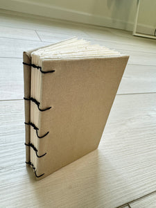 Hand-Bound Book: Taupe fabric, coptic binding, 3.25 x 4.75 inches