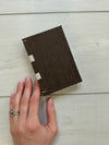 Hand-Bound Book: Brown fabric, tape binding, 3.25 x 4.75 inches