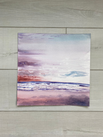 Serene Beach Original Watercolor Painting