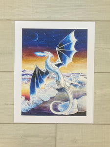 Ice Dragon Watercolor Print