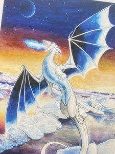 Ice Dragon Watercolor Print