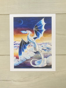 Ice Dragon Watercolor Print