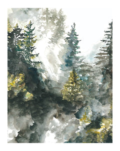 Watercolor Forest Mist Print