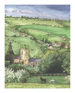 English Countryside Watercolor Print