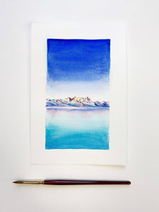 Ice Mountain Watercolor Painting 6x9"