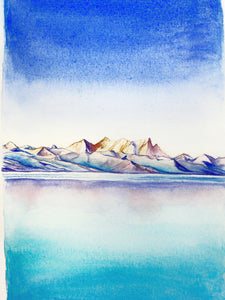 Ice Mountain Watercolor Painting 6x9"