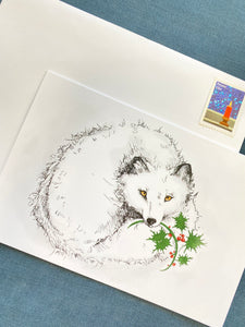 Arctic Fox Holiday Card