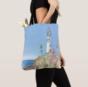 Holiday Lighthouse Tote Bag