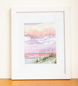 Sunset Beach Watercolor Print