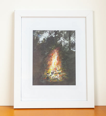 Campfire Watercolor Art Print