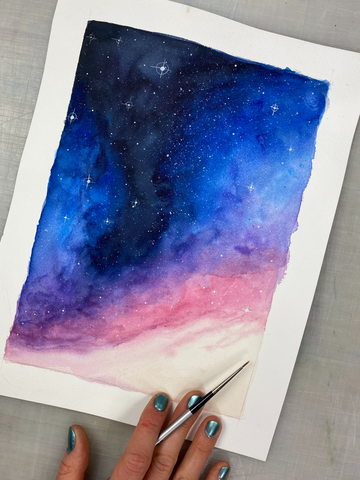 Dark Nebula Sky Original Painting, 9x12"