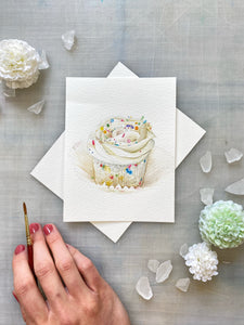 Rainbow Sprinkle Cupcake Watercolor Cards
